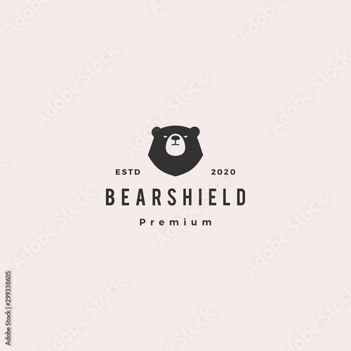 bear shield logo hipster retro vintage vector icon illustration