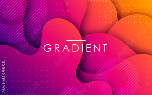 Gradient fluid shape abstract geometric background. Purple and yellow minimal design concept.