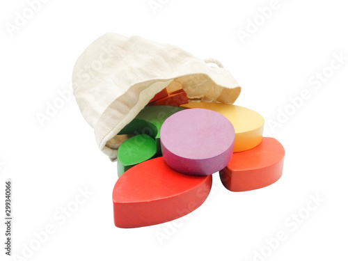 Wooden toy isolated on white background. Clipping Path