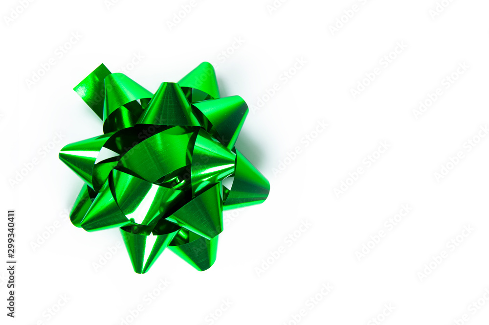 Green gift box ornament, on a white background. Green gift box ornament, on a white background.
