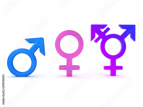 3D Rendering of male, female, and transexual signs