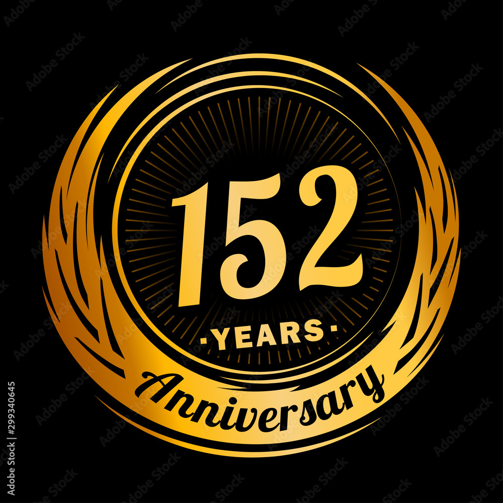 152 years anniversary. Anniversary logo design. One hundred and fifty-two years logo.