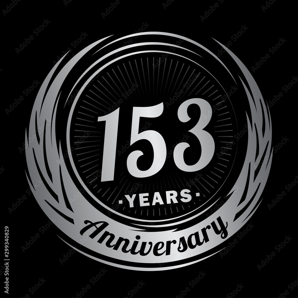 153 years anniversary. Anniversary logo design. One hundred and fifty-three years logo.