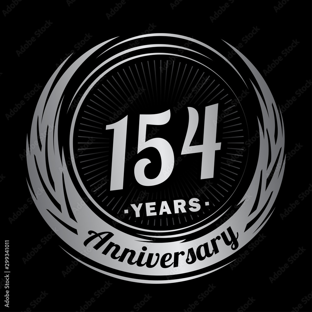 154 years anniversary. Anniversary logo design. One hundred and fifty-four years logo.