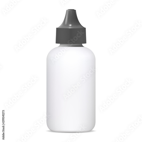 Eye dropper bottle. Medical nasal spray 3d blank. Small plastic dispenser for medicine remedy. E liquid or essential serum container mock up. Cosmetic aroma oil or collagen vial. Medication treatment