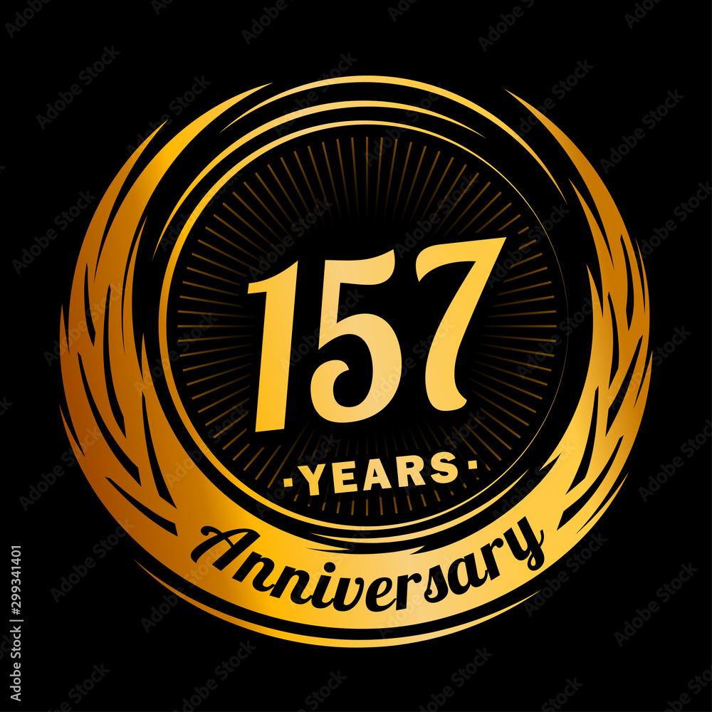 157 years anniversary. Anniversary logo design. One hundred and fifty-seven years logo.