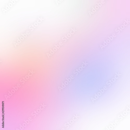 Iridescent colors on white empty background. Pink yellow blue abstract illustration. Pattern soft light blurred texture. 