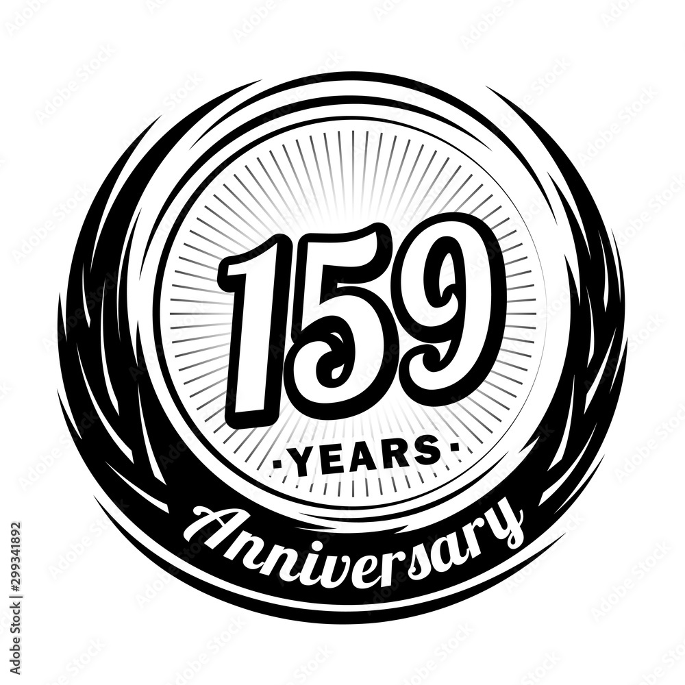 159 years anniversary. Anniversary logo design. One hundred and fifty-nine years logo.
