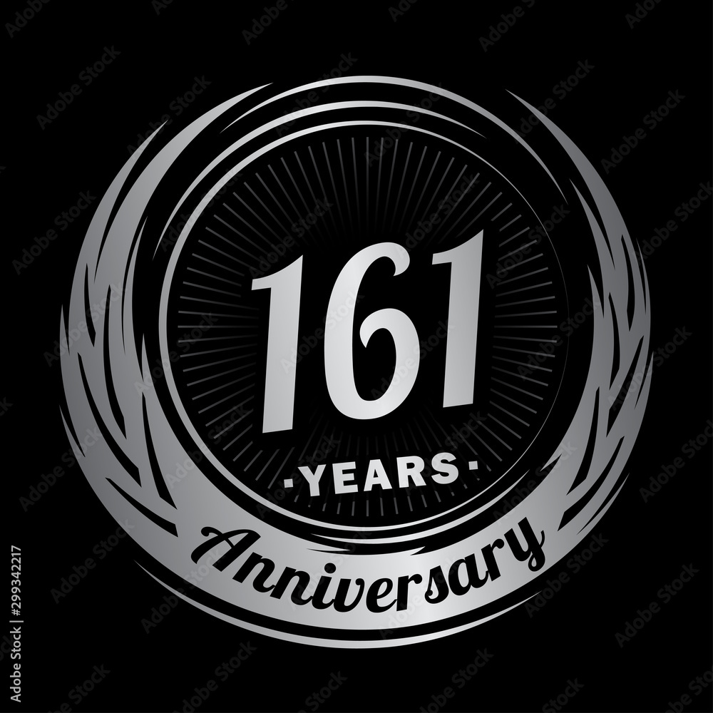 161 years anniversary. Anniversary logo design. One hundred and sixty-one years logo.