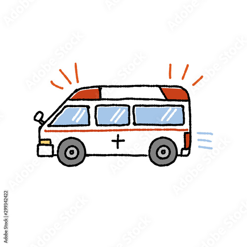 救急車　イラスト　手描き