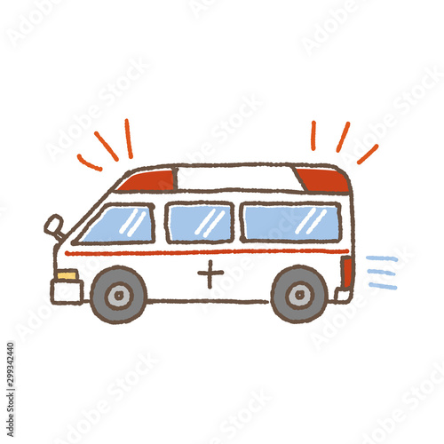 救急車　イラスト　手描き