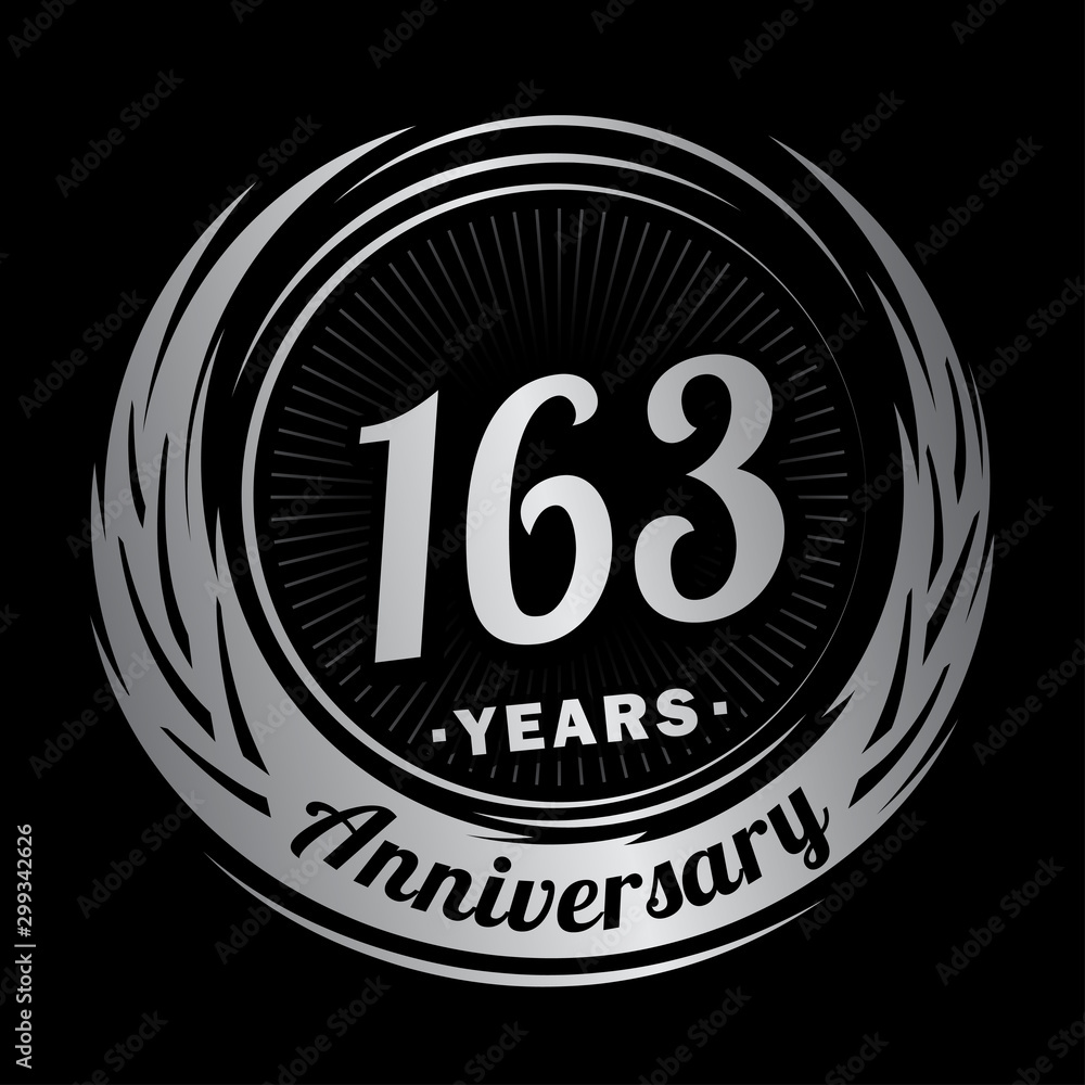163 years anniversary. Anniversary logo design. One hundred and sixty-three years logo.