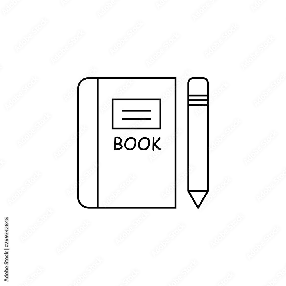 line icons for book,pencil, vector illustrations line icons for book,pencil, vector illustrations