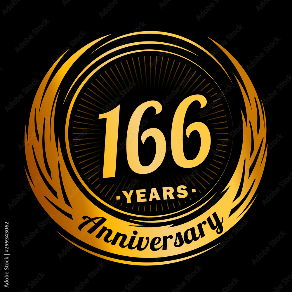 166 years anniversary. Anniversary logo design. One hundred and sixty-six years logo.