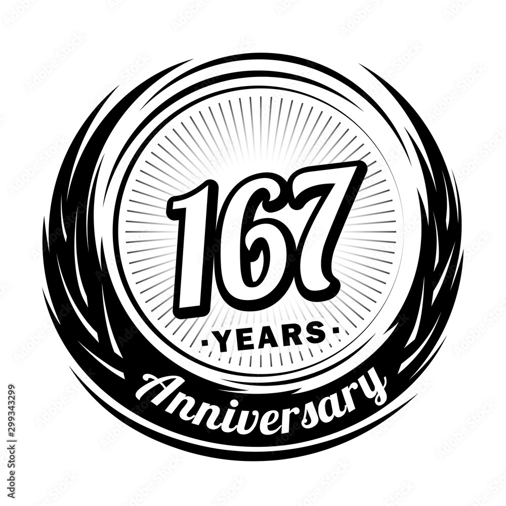 167 years anniversary. Anniversary logo design. One hundred and sixty-seven years logo.