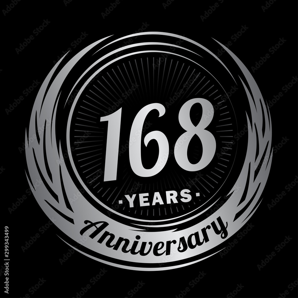 168 years anniversary. Anniversary logo design. One hundred and sixty-eight years logo.