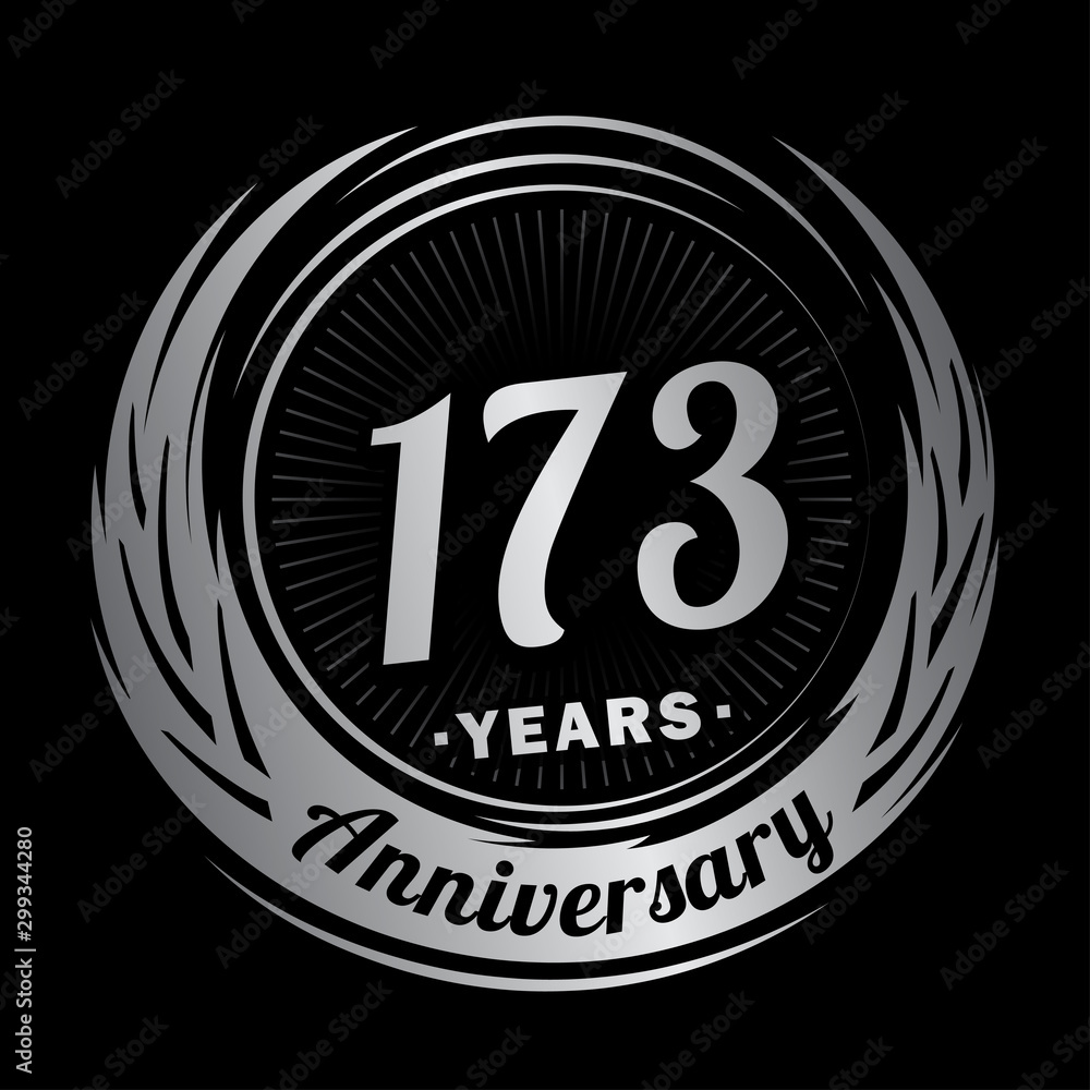 173 years anniversary. Anniversary logo design. One hundred and seventy-three years logo.