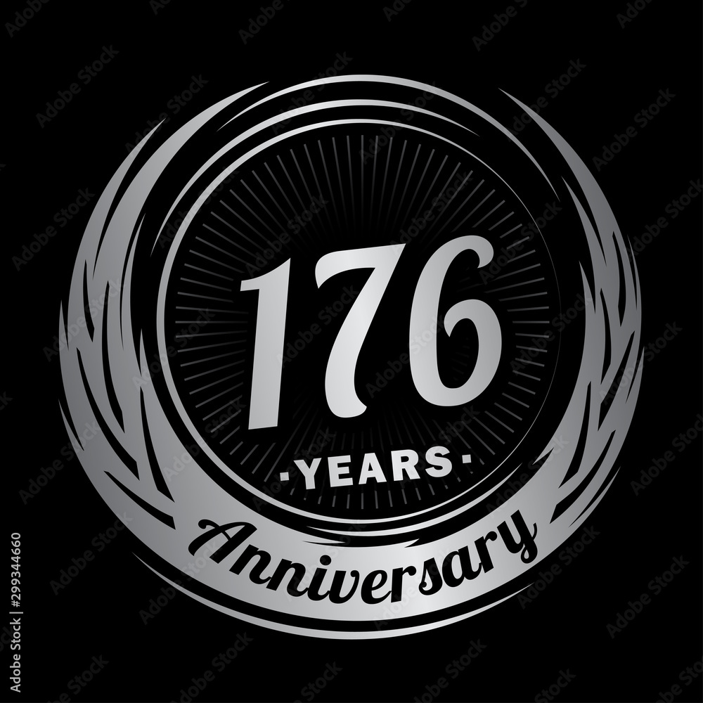 176 years anniversary. Anniversary logo design. One hundred and seventy-six years logo.