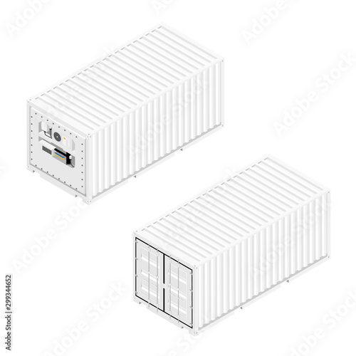 Refrigerated container isometric view isolated on white background.