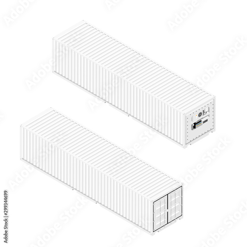 Refrigerated container isometric view isolated on white background.