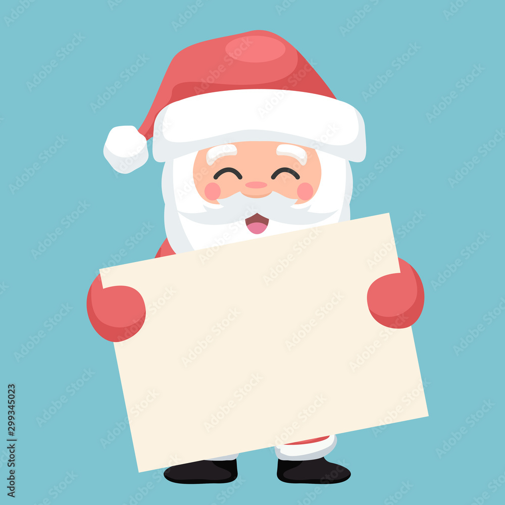 Santa Claus with poster for dedication of Merry Christmas Santa Claus with poster for dedication of Merry Christmas