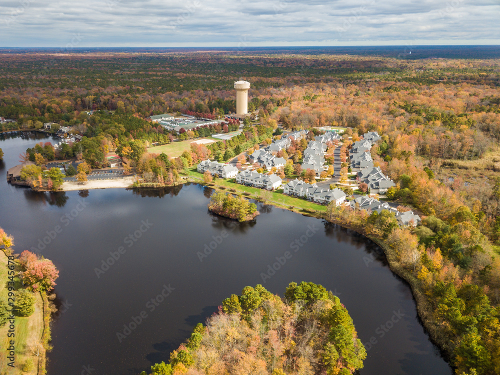 Aerial photo of autumn rural landscape