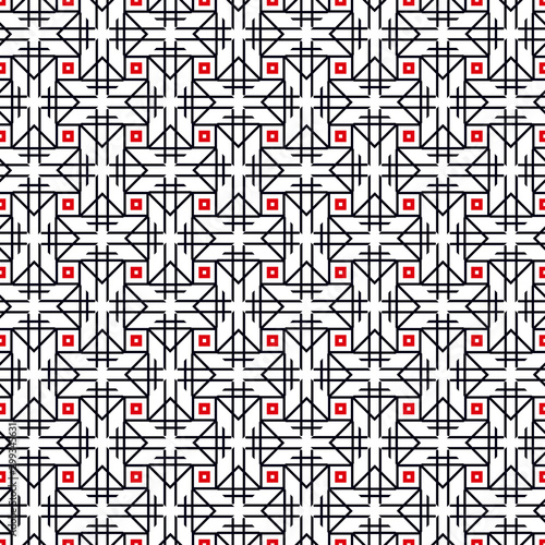 Seamless pattern with bright geometric shapes on a white background..