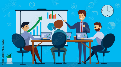 Concept of the coworking center. Business meeting. Shared working environment.