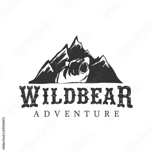 Wild bear outdoor mountain nature logo - adventure wildlife design