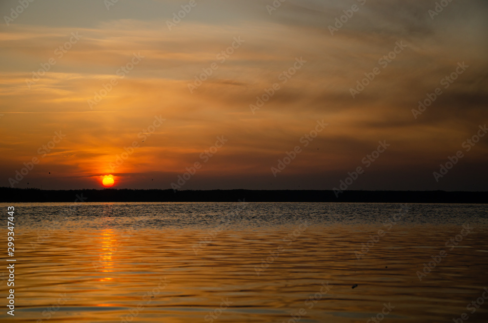 Sun rising over the lake, sun rise