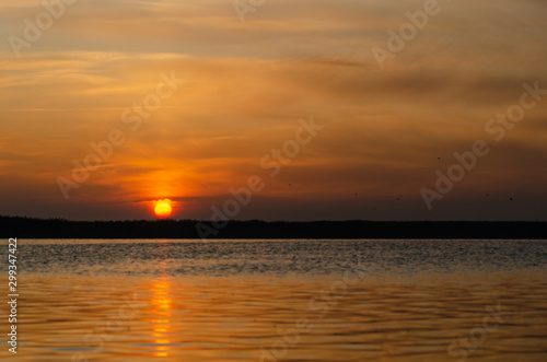 Sun rising over the lake  sun rise
