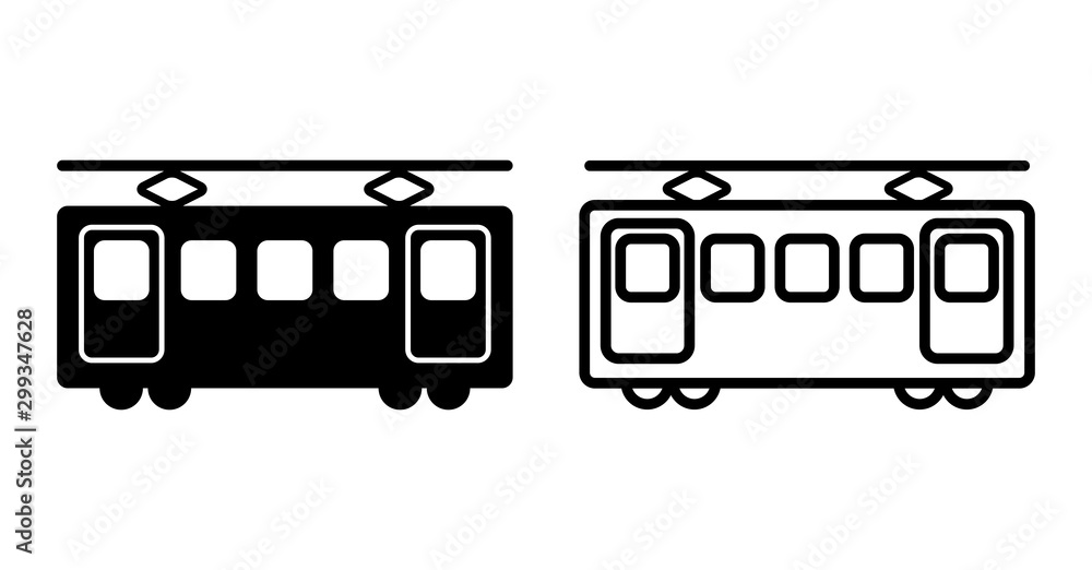 電車鉄道のシンプルアイコンイラスト素材白黒 Stock ベクター Adobe Stock