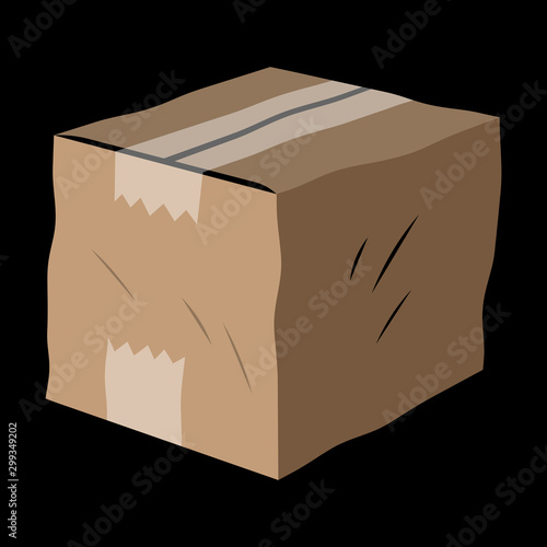 Cardboard box for storage or shipping cartoon illustration