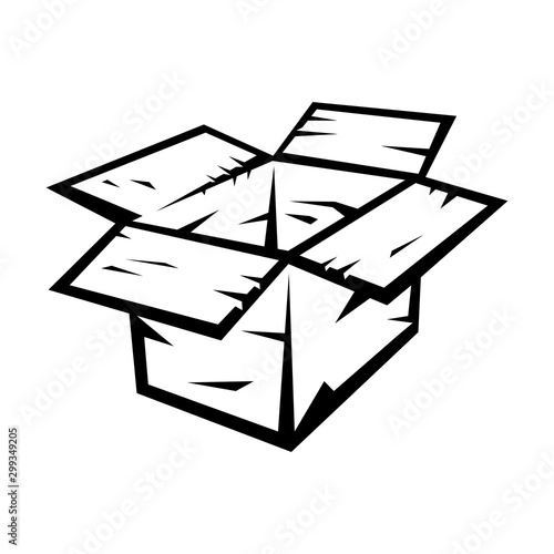 Cardboard box for storage or shipping cartoon illustration