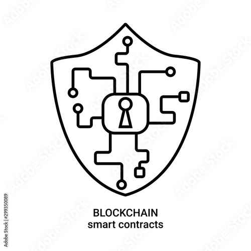 block chain logo vector, cryptocurrency sign, smart contract future technology
