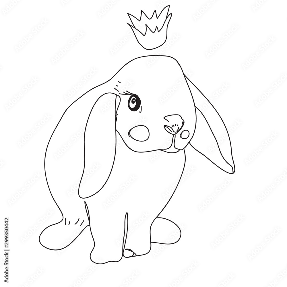 Cute white baby rabbit vectou line illustration. Isolated on white background. Easter design concept. Cute white baby rabbit vectou line illustration. Isolated on white background. Easter design concept.