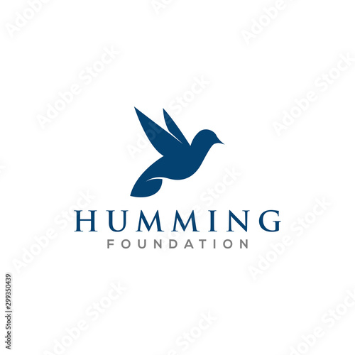 Huming bird animal logo for modern business, simple minimalist and clean design, bird icon