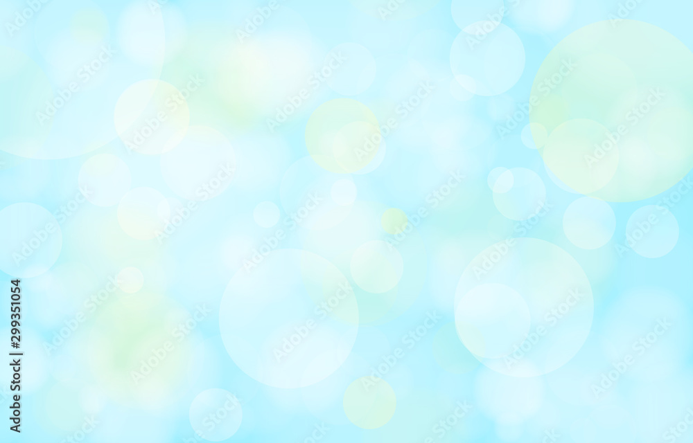Bokeh on the blue background. Vector blur abstract texture with lot of bubble