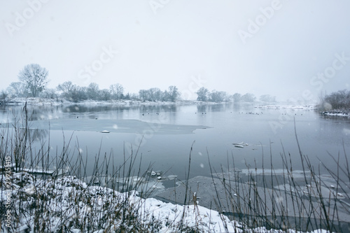 Cold Winter Morning At A Riverside