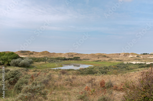 Panoramic view of a pond in a dune valley