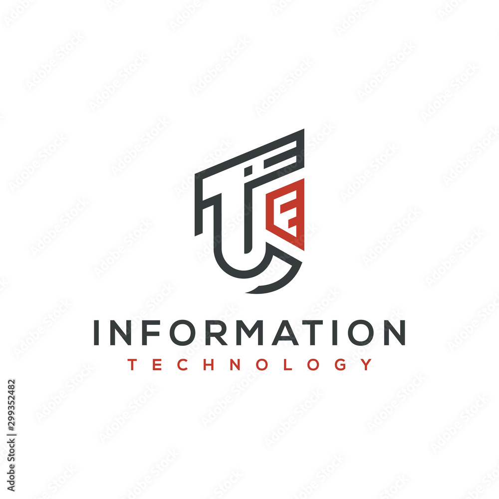 Fototapeta premium Technology information line circuit logo intial TI modern business internet cyber graphic design