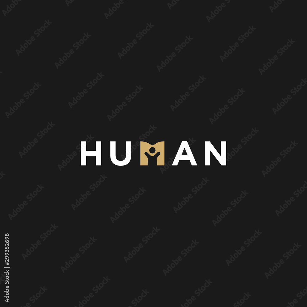Human negative space simple minimalist logo design for people care freedom national day