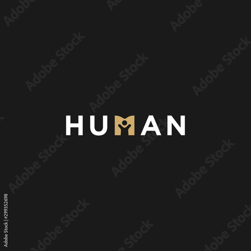 Human negative space simple minimalist logo design for people care freedom national day