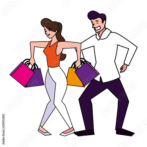 Isolated woman and man shopping vector design © djvstock
