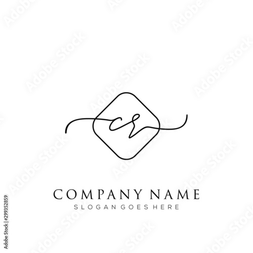 CR initial logo signature vector. Handwriting concept logo template