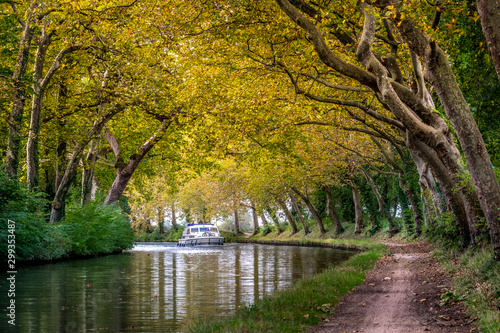 the canal du midi in autumn near Toulouse Fotobehang