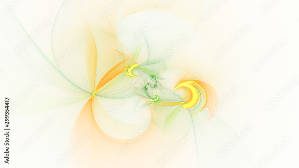 Abstract transparent golden and green crystal shapes. Fantasy light background. Digital fractal art. 3d rendering. Abstract transparent golden and green crystal shapes. Fantasy light background. Digital fractal art. 3d rendering.