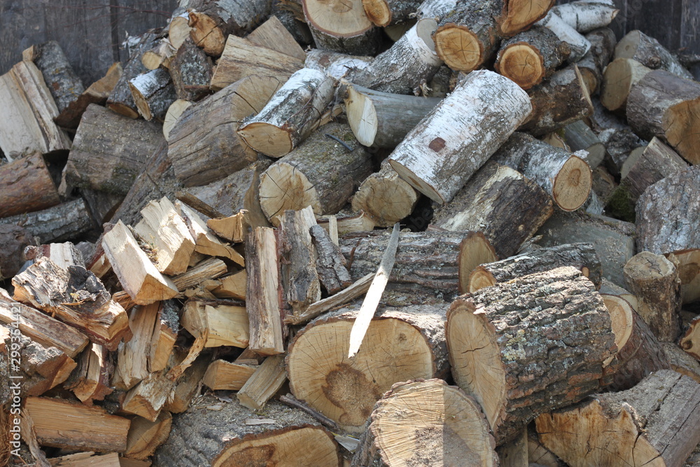 Texture of sawn wooden planks, bars in a chaotic position Texture of sawn wooden planks, bars in a chaotic position