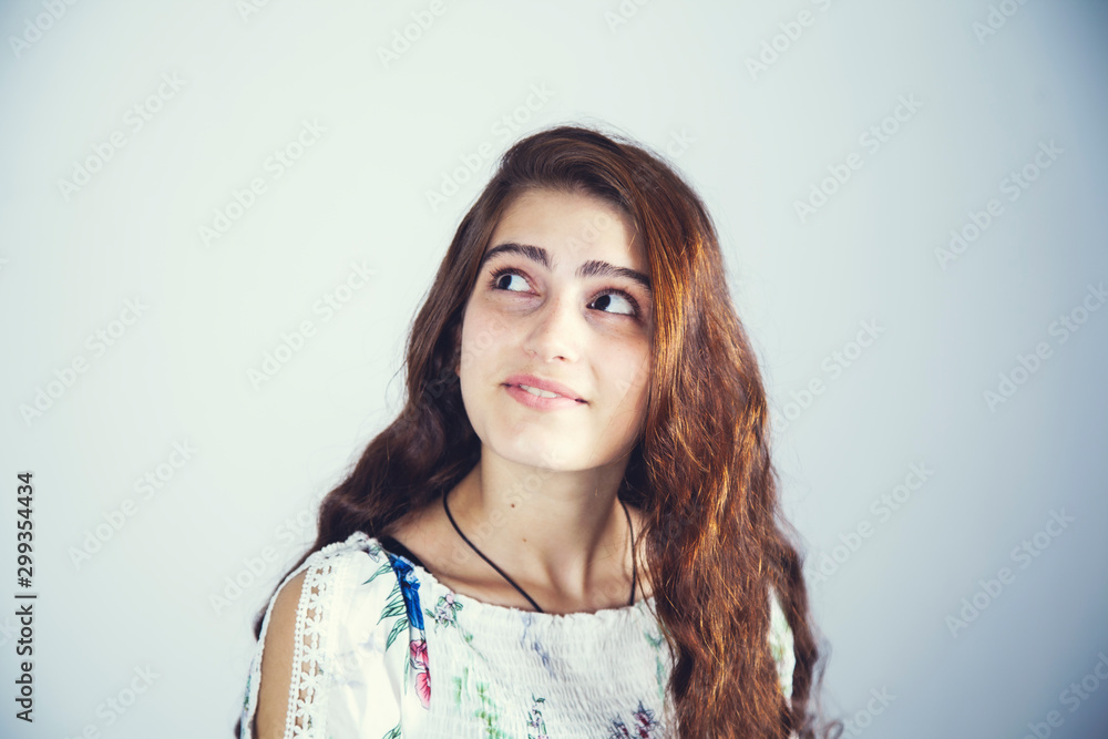 young beautiful thinking woman young beautiful thinking woman