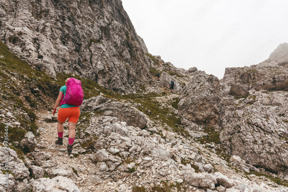 hiker in the dolomites